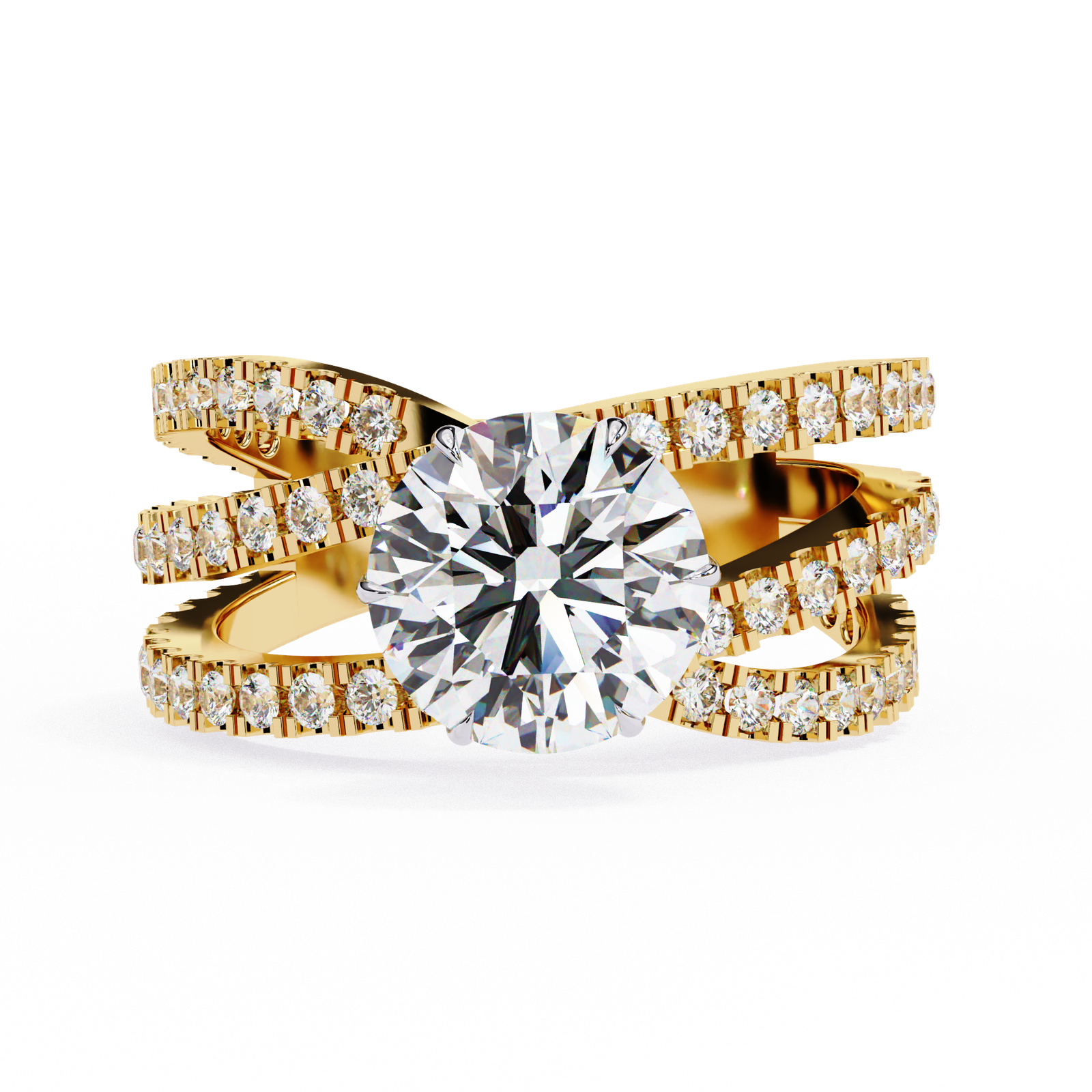 Round Brilliant Diamond Crisscross Ring