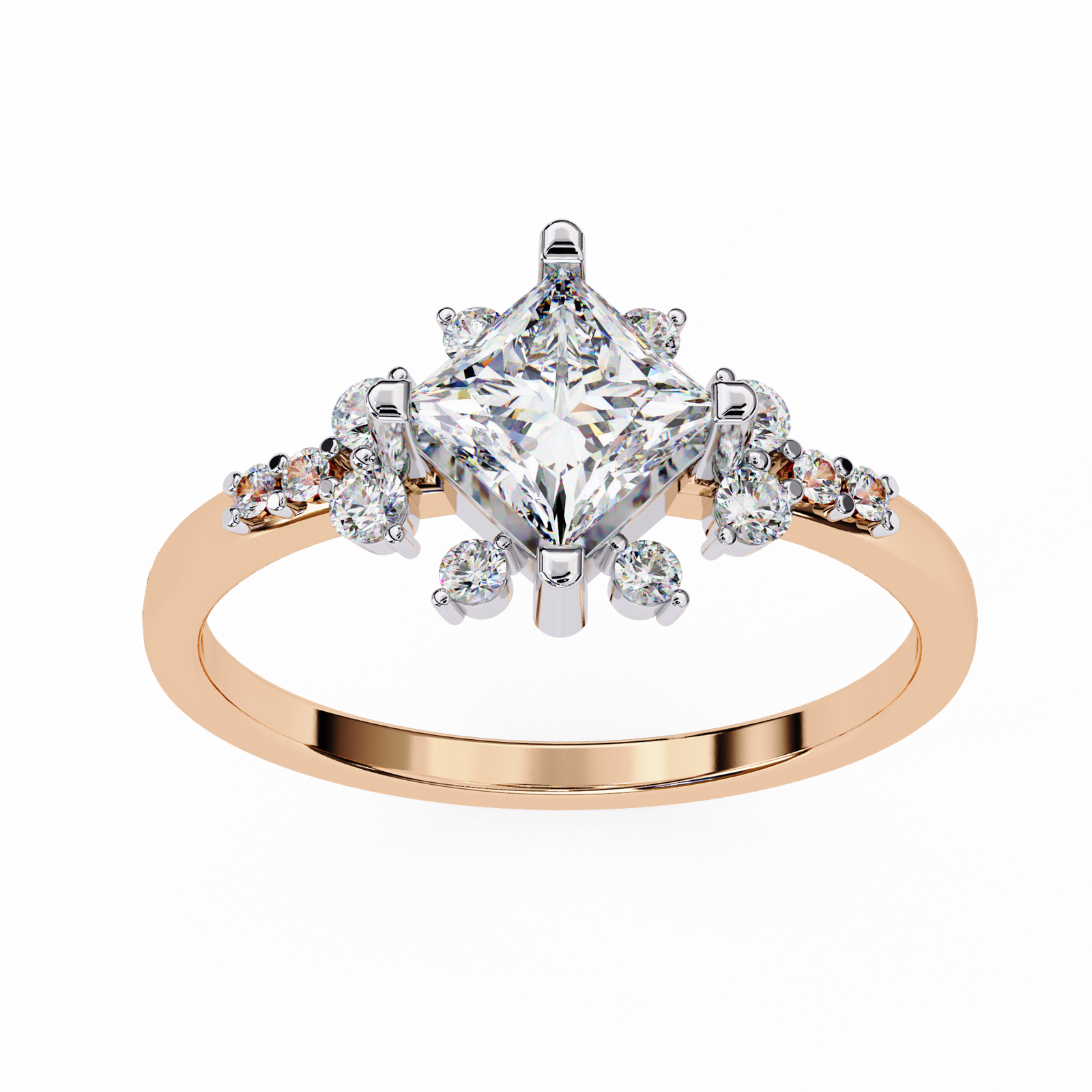 Princess Cut Diamond Cluster Ring