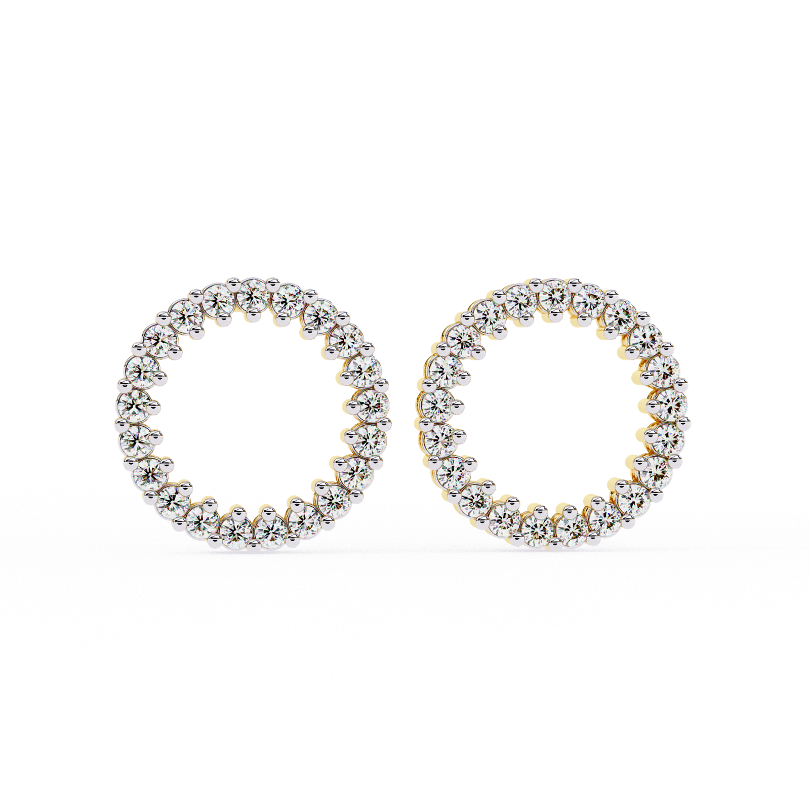 Diamond Circle Stud Earrings with Prong Setting