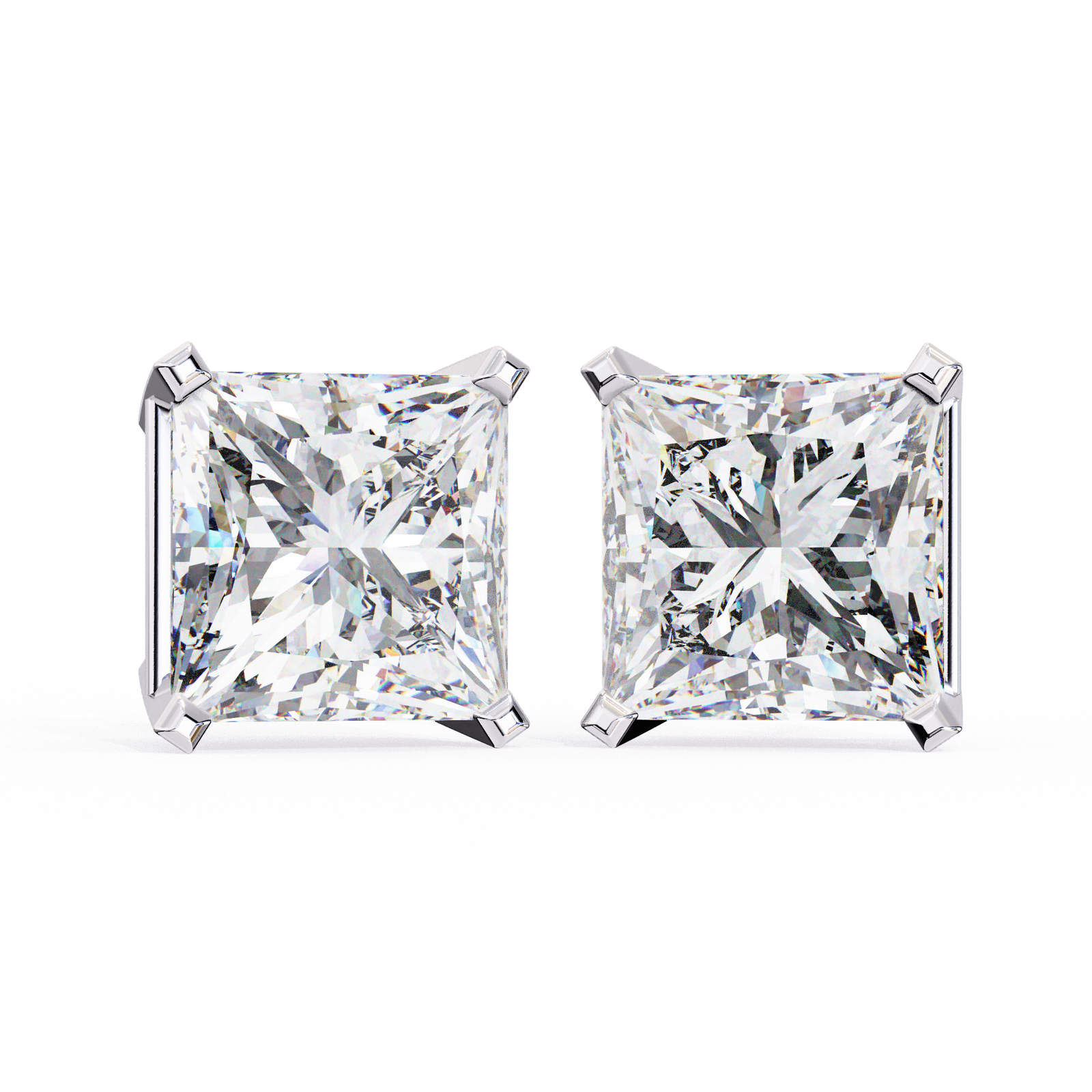 Classic Princess Cut Diamond Stud Earrings