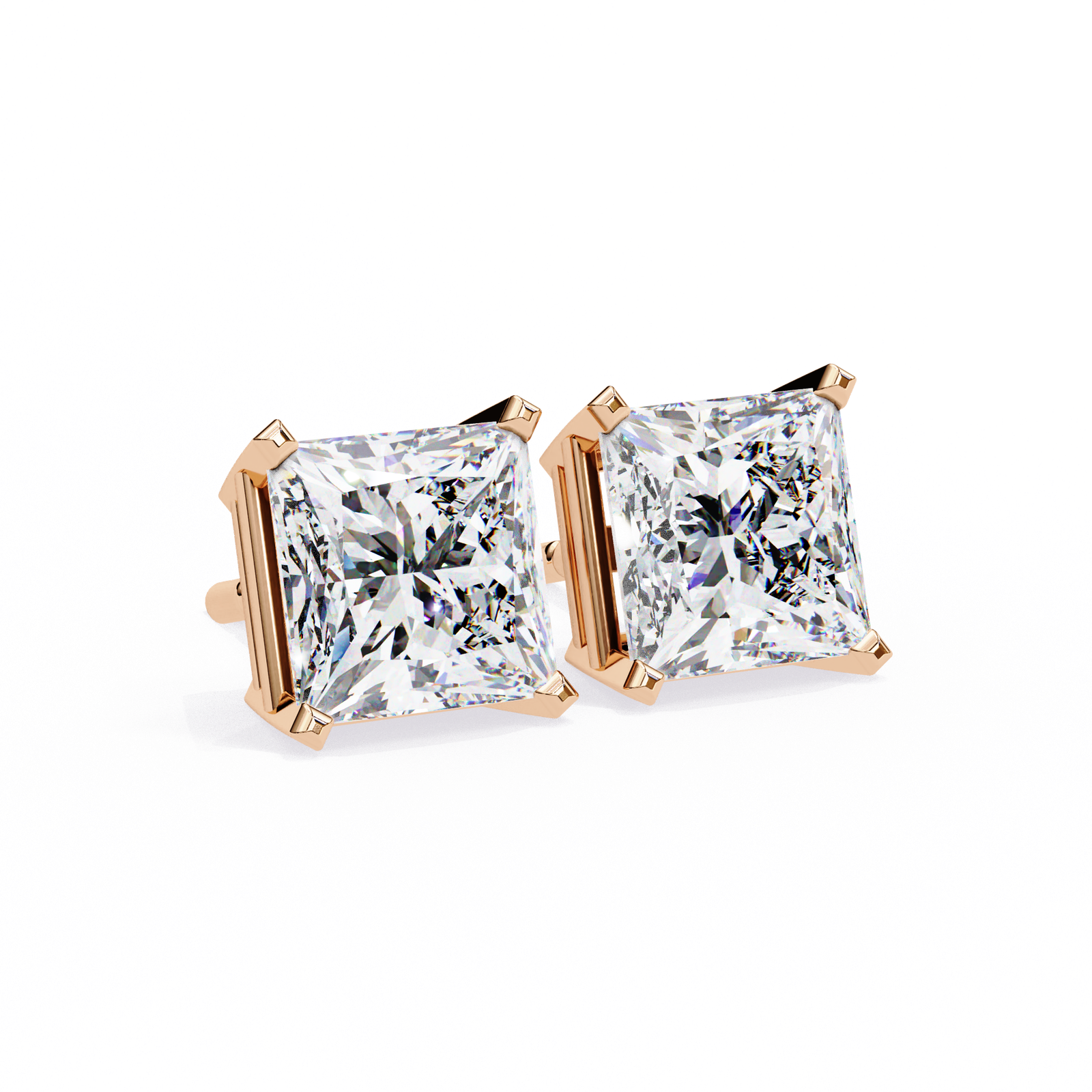 Classic Princess Cut Diamond Stud Earrings